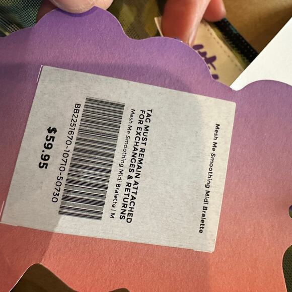 Yitty Mesh Sports Bra Wrap MEDIUM Butterfly Teal Black Lizzo Shapewear $60 NEW - Picture 6 of 7